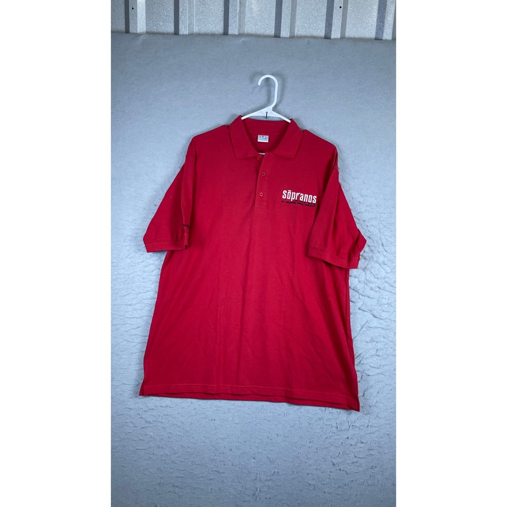 Silkin The Sopranos Polo Shirt Mens LG Red Good TV Show Promo Logo How You Doin